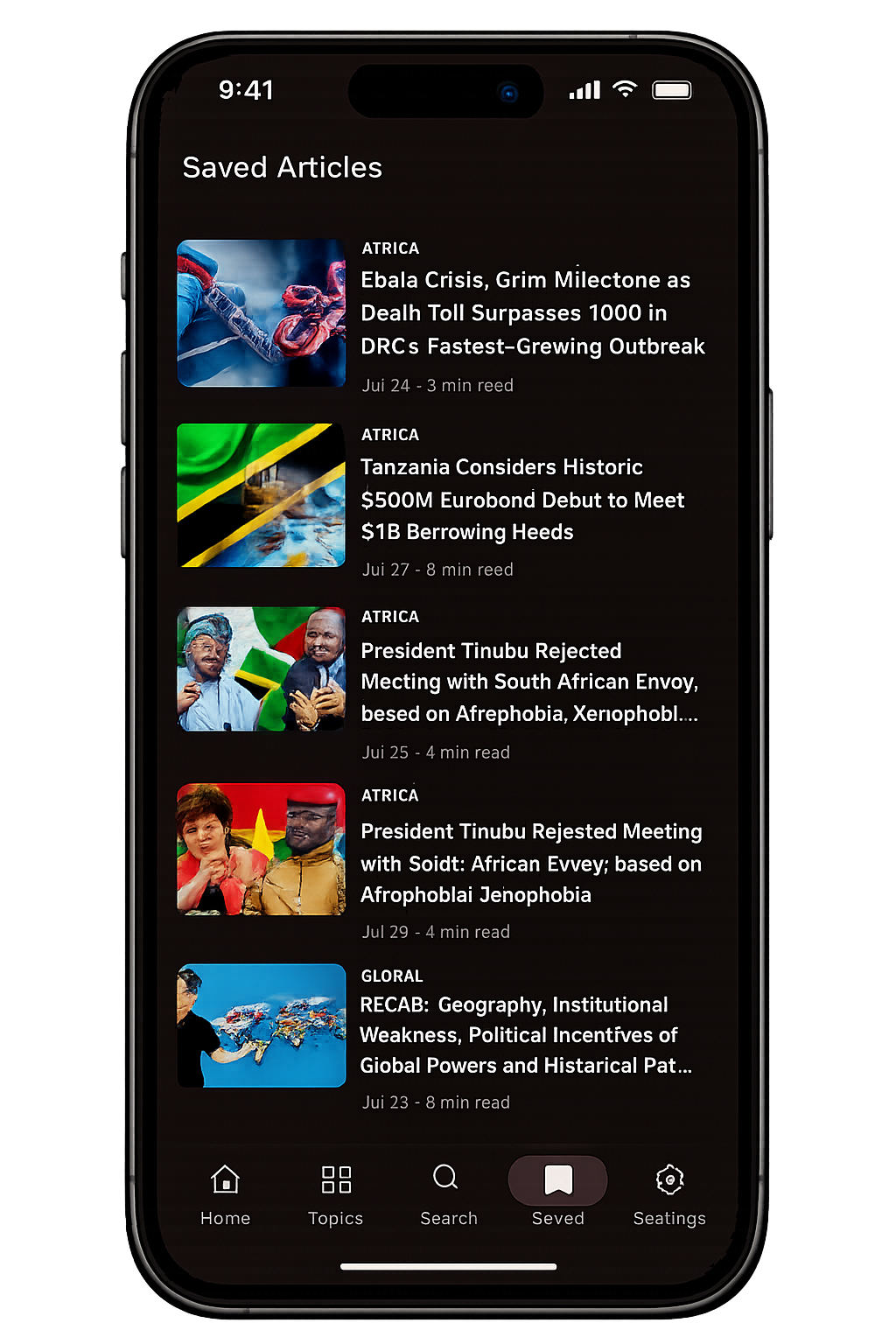 Save articles in the Eandel app